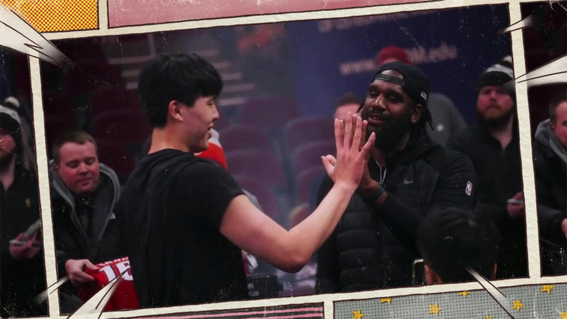 杨瀚森见到了昔日开拓者状元中锋奥登还和奥登比手掌大小️