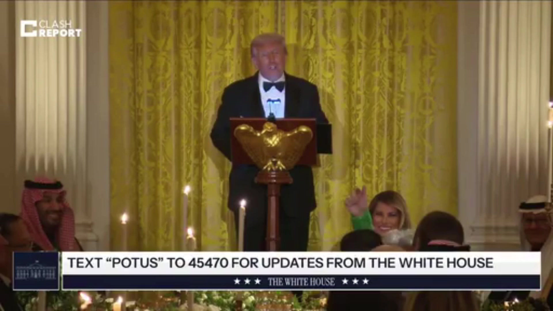 特朗普不太确定C罗坐在哪里有人立即指向C罗现场响起掌声